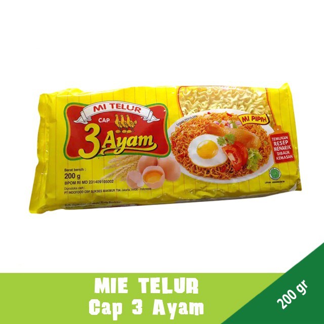 

Mie Telur Pipih Cap 3 Ayam 200 gr