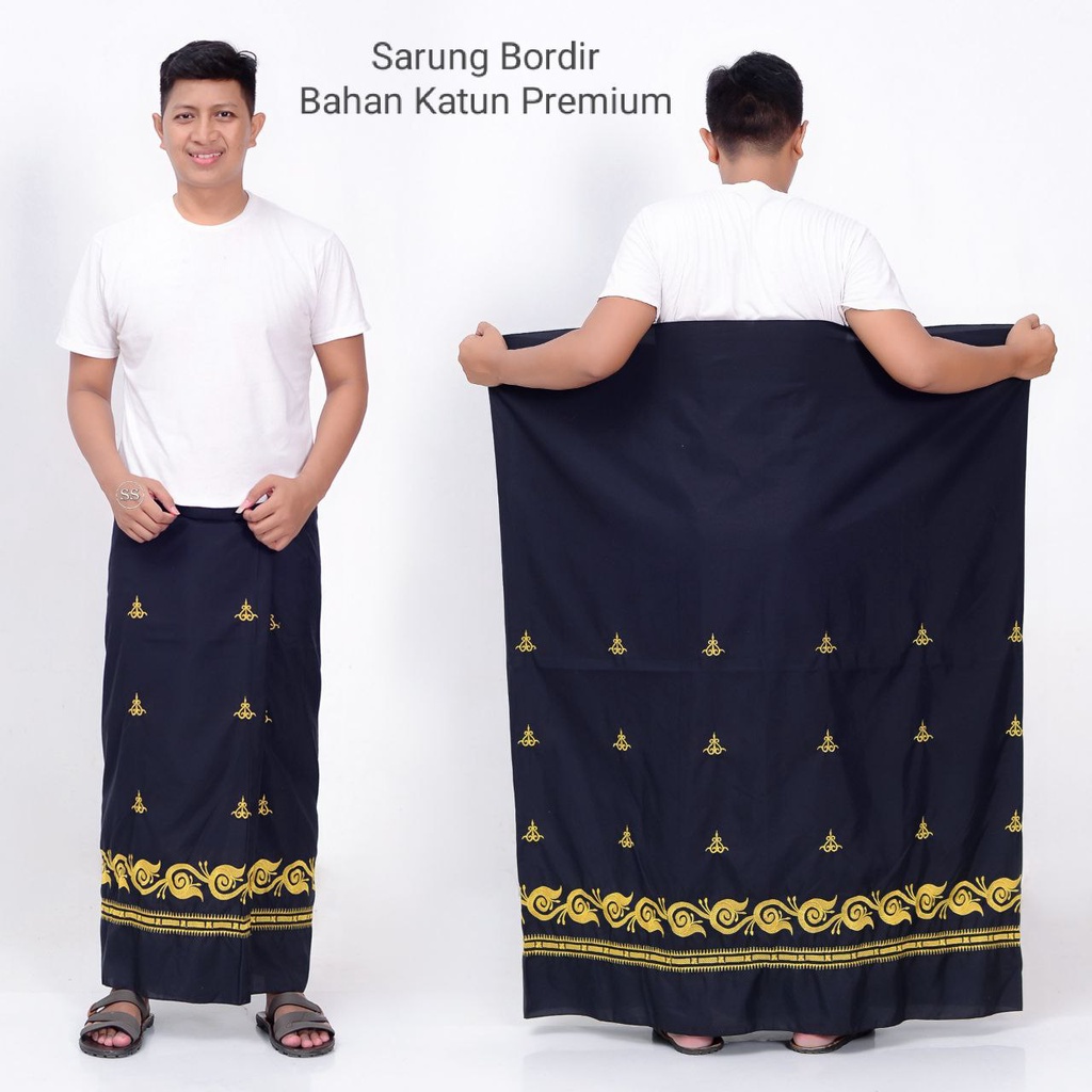 Sarung Katun Bordir Polos Dewasa / Sarung Bordir Aceh Premium / Sarung Wadimor / Sarung Bhs / Sarung Pria