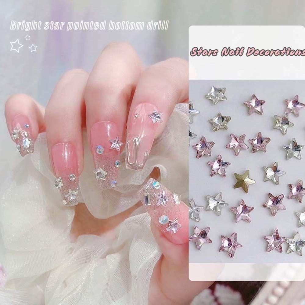 Needway Bintang Kuku Berlian Imitasi Wanita DIY Nail Art Manicure Aksesoris Hiasan Kuku Perhiasan Kuku