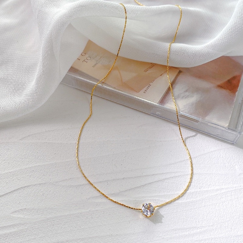Kalung tali tambang titanium liontin zircon mewah anti karat harga grosir bisa COD