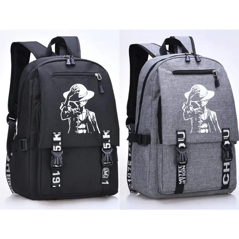 MJP - Ransel Anime One Piece 2023 Luffy Tas Kartun Uniseks Kualitas Tinggi Ransel Laptop Mochila Remaja Tas Bahu Ganda