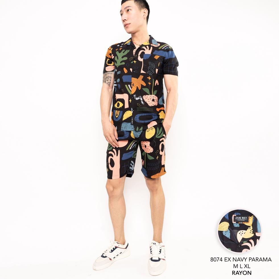 STOK TERBATAS Jane Frey Clothing Setelan Piyama Pria | Freypv 8074 Reguler Fit Short Set M-XL Kemeja