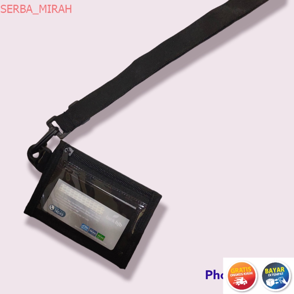 

SM_ Gantugan ID Card Dompet Kasual Multifungsi Wanita Pria Bahan Canvas 3 Slot Resleting Termurah