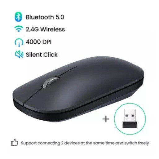 UGREEN Mouse Wireless 2.4G Bluetooth 5.0 - Mouse Dual Mode Silent Click 4000DPI 90366 / 90367 ORI
