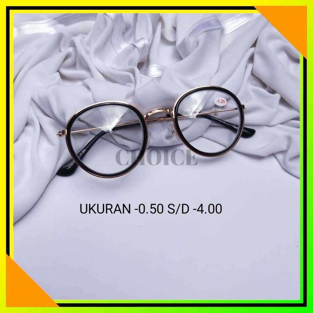 NEW KACAMATA MINUS PRIA WANITA FRAME BULAT FASHION LENSA MINUS 0.50 S/D 4.00