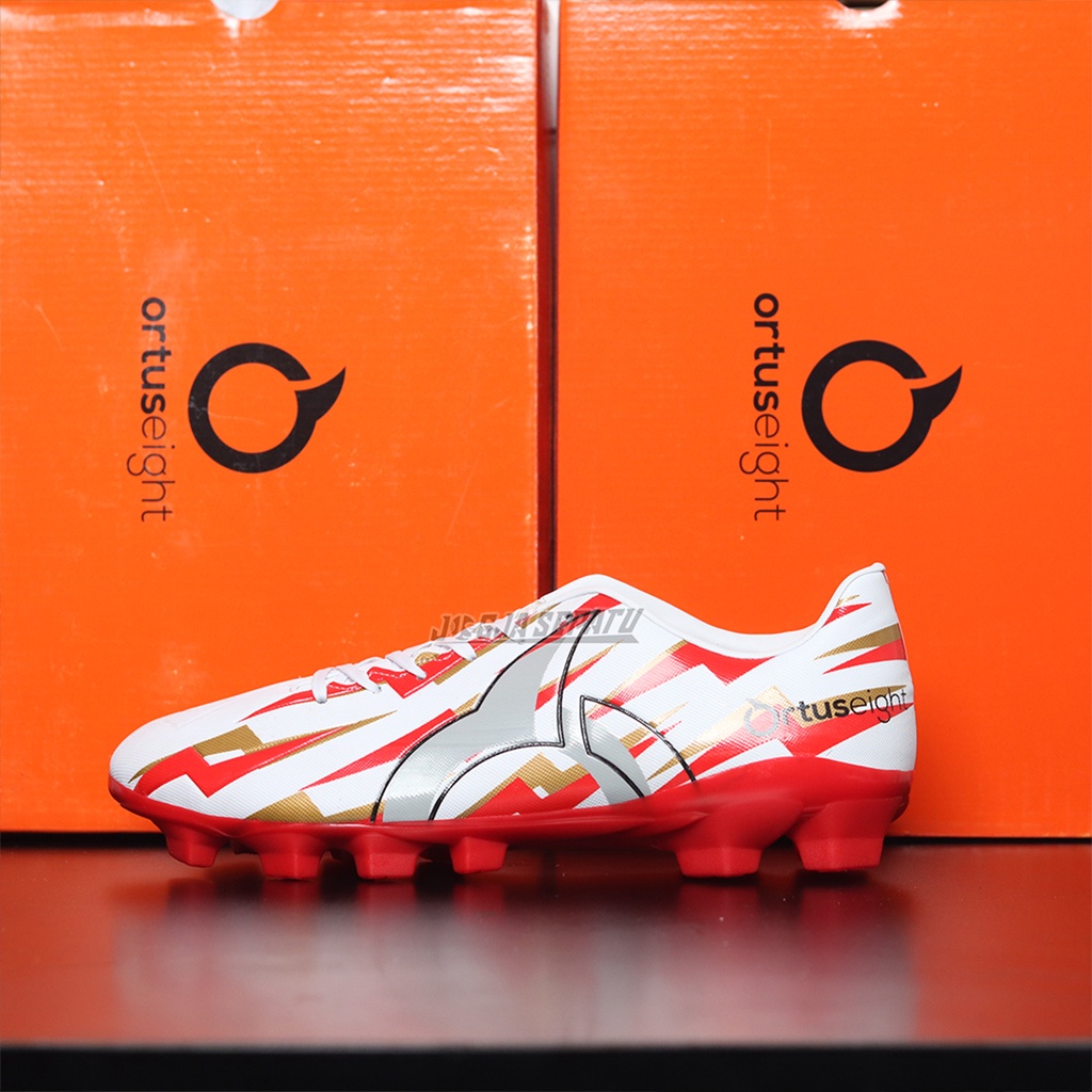 Ortuseight Sepatu Bola Volt V2 FG - White/Ortred