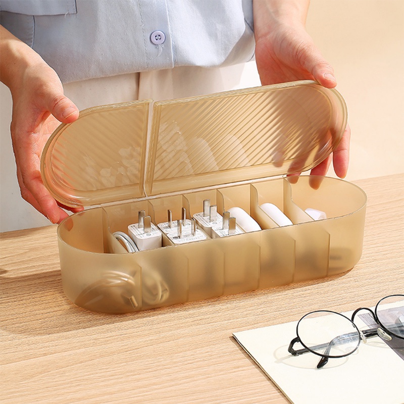 Dustproof Cable Storage Box / Stackable Desk Data Line Charger Organizer / Practical Space-saving Plastic Data Cord Collect Container