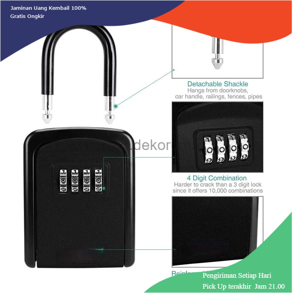 TD- TMP MOOL Gembok Kotak Brankas Safety Lock Box 4 Digit Password - G10