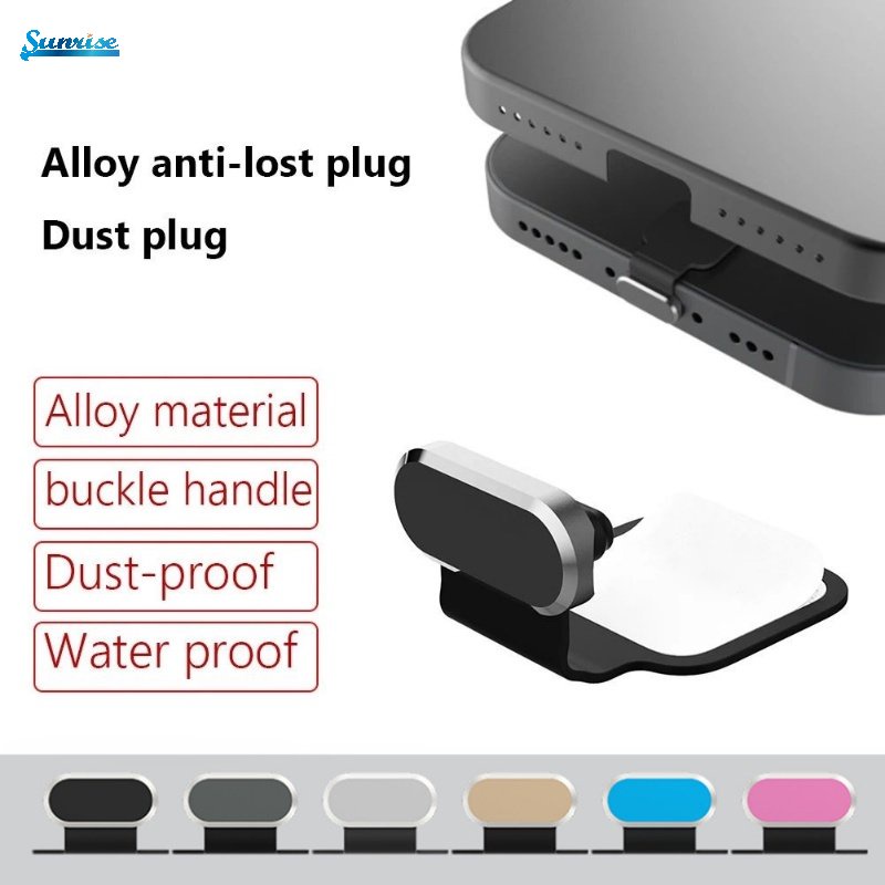 Loss-proof Metal Silicone Phone Dust Plug Charging Port Penutup Pelindung Colokan Karet Kompatibel Untuk Antarmuka Petir iPhone