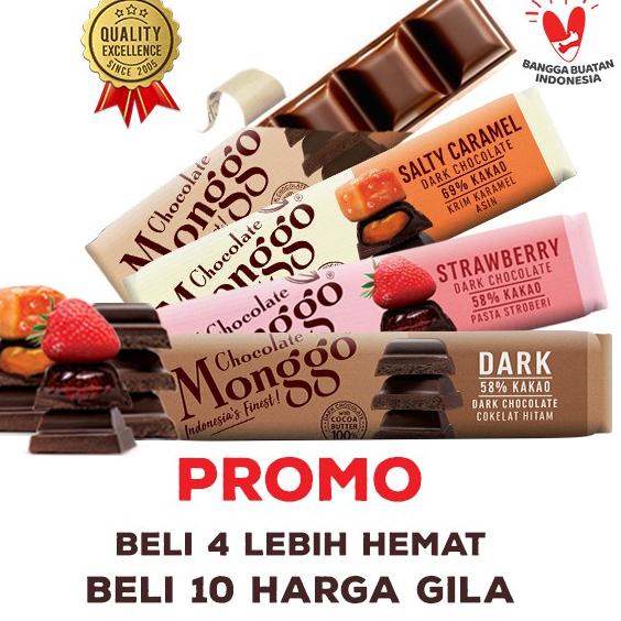 

Ready Stok Chocolate Monggo Bar 40g | 13 Variants | Coklat Murni 100% Cocoa Butter| Dark Cokelat Snack Sehat gas !!