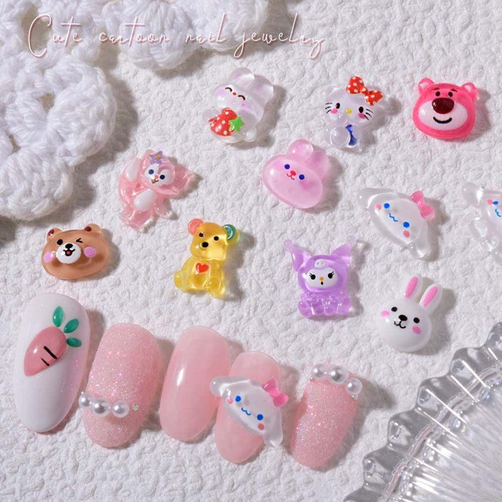 Mxbeauty Kartun Hiasan Kuku Anjing Kelinci Jepang Kuromi Strawberry Bear Manicure Aksesoris Perhiasan Kuku