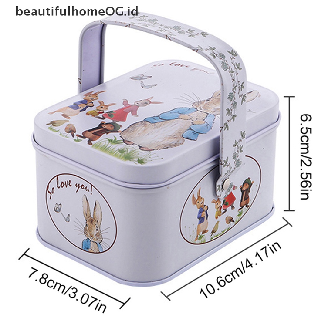 // Beautifulhomeog.id// Vintage Tinplate Little White Rabbit Koper Candy Box Gift Box Storage Bisa **