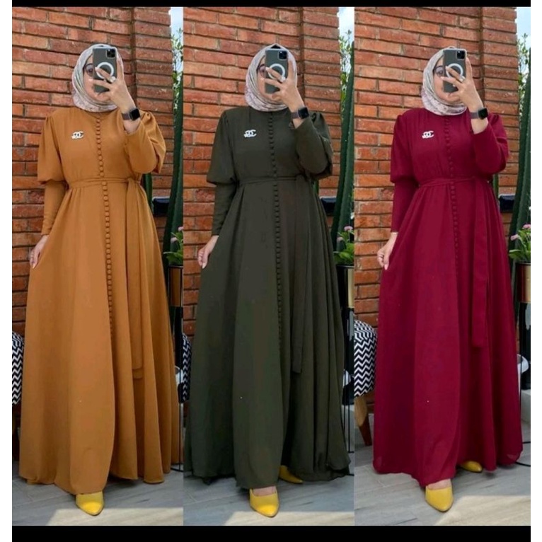 gamis ceruty full kancing / gamis full kancing / gamis kancing seribu / gamis ceruty busui