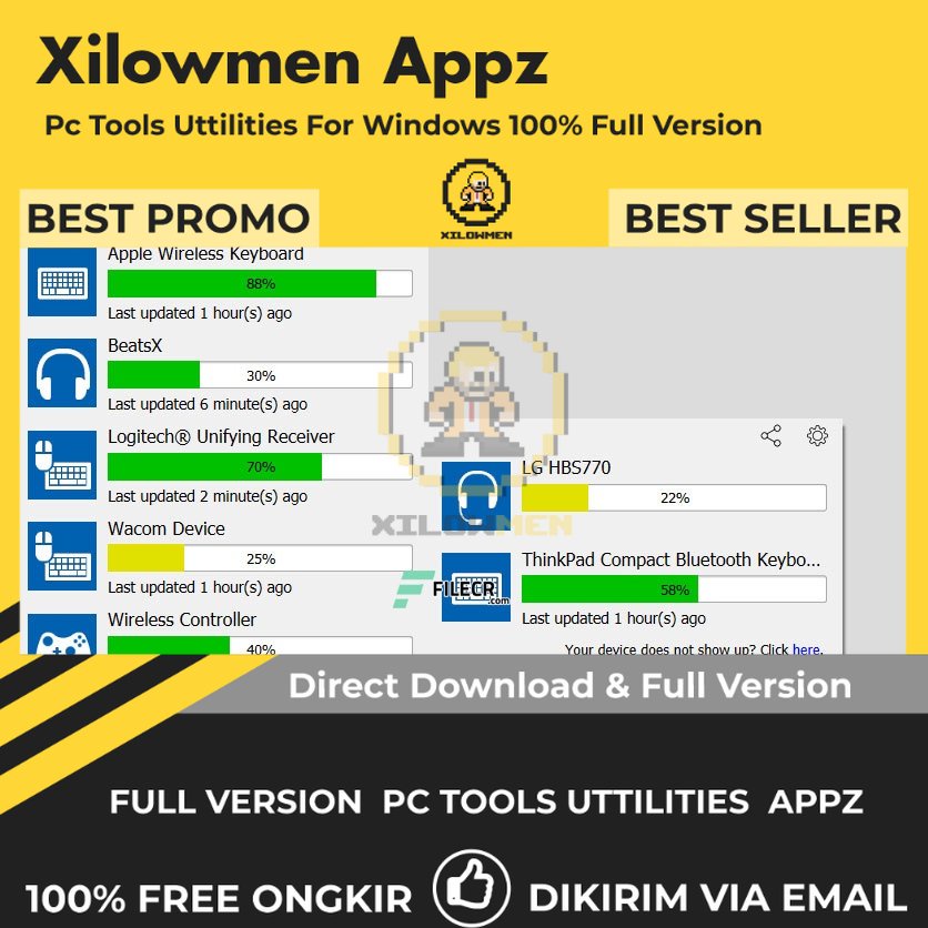 [Full Version] Bluetooth Battery Monitor Pro PC Tools Software Utilities Lifetime Win OS - Monitoring baterai perangkat Bluetooth