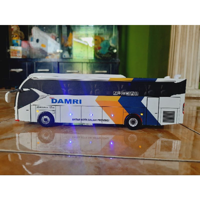 miniatur bus RC DAMRI XHD ( Remote Control ) DETIL RAPIH FULL TELOLET FULL STROBO FULL LED
