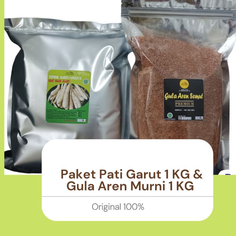 PAKET TEPUNG GARUT 1 KG DAN GULA AREN 1 KG, MURNI 100%