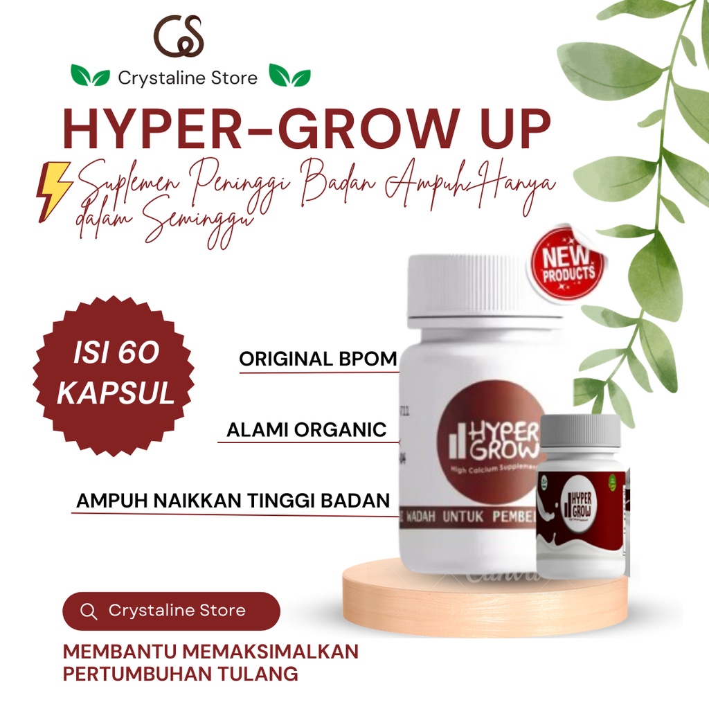 Crystaline peninggi badan cepat hypergrow isi 60 kapsul solusi naikkan tinggi badan