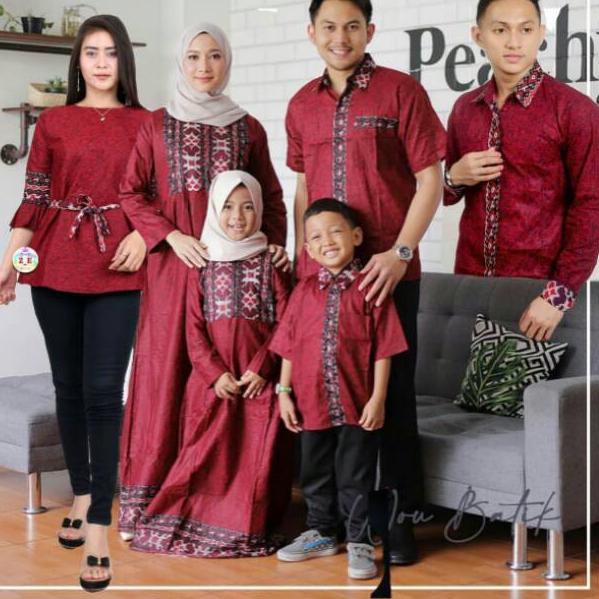 TREND KEKINIAN I40 GAMIS COUPLE KELUARGA JUMBO MEGAMENDUNG MERAH | BATIK MERAH ハ
