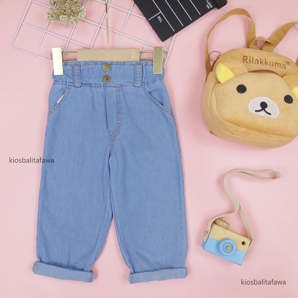 (1-5 Tahun) Anya Denim Highwaits Anak Perempuan / Celana Boyfriend Jeans Celana Panjang Baggy Pants Jins Levis Lepis Gaya Elegant Korea kualitas Import Anak Cewek Babycinnamon