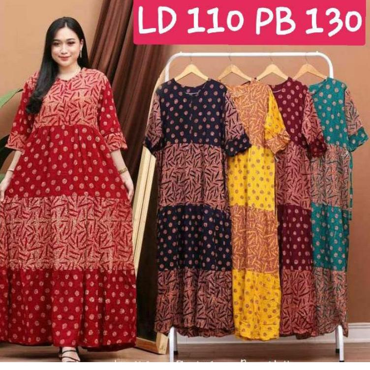 Chekout Daster Busui Lengan 3/4 Jumbo LD 120 Tali Samg Dress Maura Panjang Rayon Premium  A