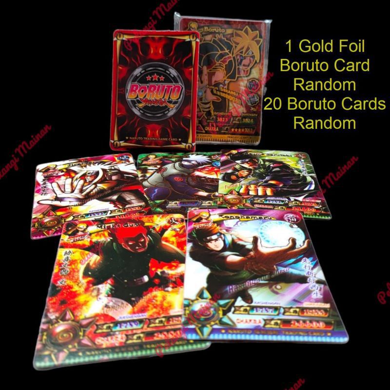 mainan kartu naruto boruto emas isi 42 lembar