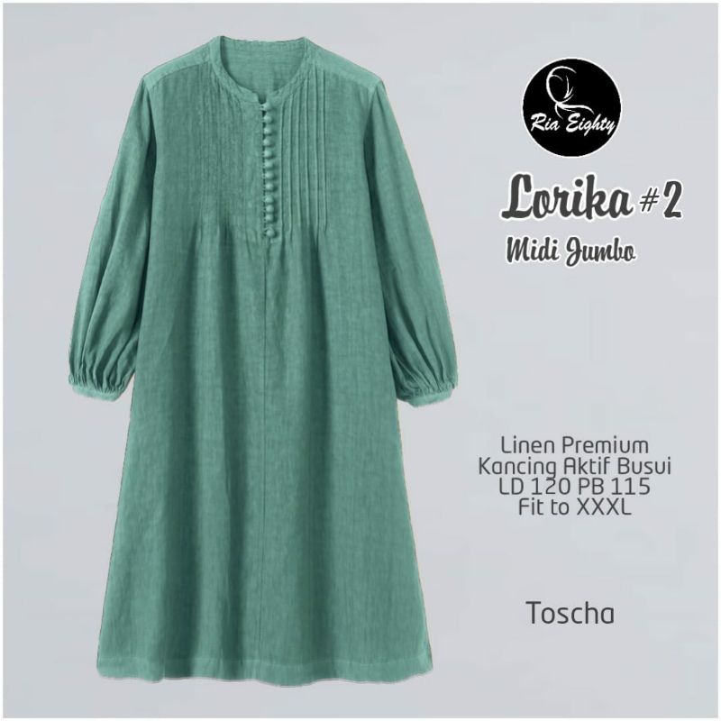 Tosca / Mint hijau sage green Lorika Midi Dress Polos Jumbo Ld 120 M-XXXXL Oversize Gamis katun HQ U