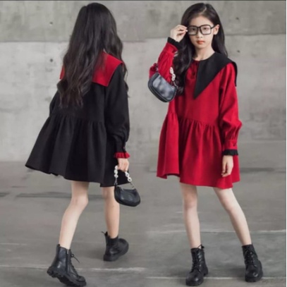 Baju Dress Anak Perempuan Remaja Modern Elegant Terbaru 2023 Model Kekinian Trendy Dress Anak Pesta 