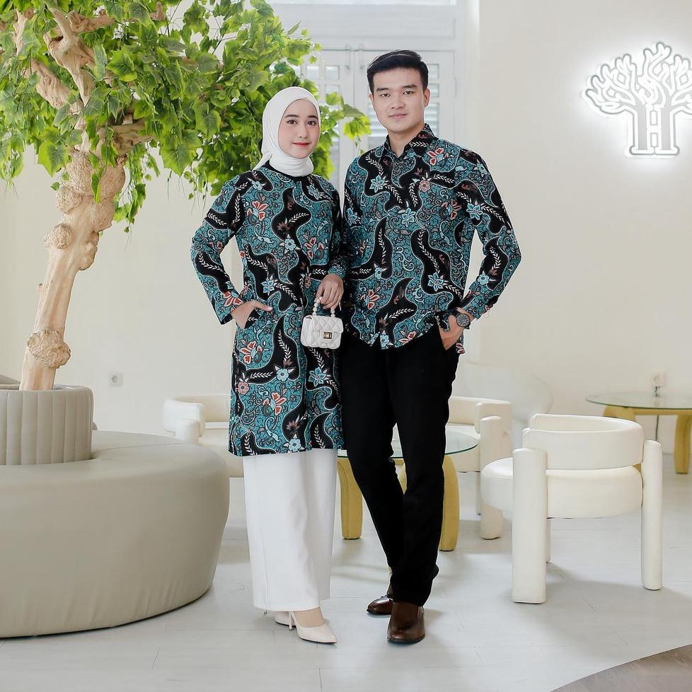 Termurah Benang Raja Batik Couple Pria Wanita Motif Sekarjagat Padi
