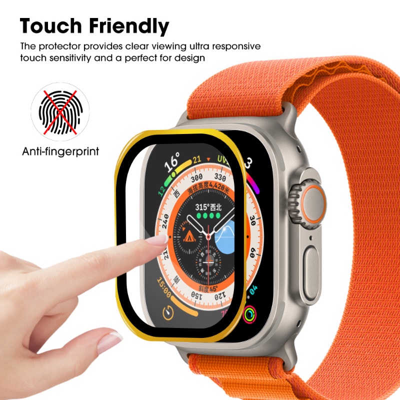 Metal Bezel Film HD Watch Screen Protection Aksesoris Smartwatch Screen Film Tempered Glass Film Perlindungan Kompatibel Dengan IPhone Watch Ultra 49mm