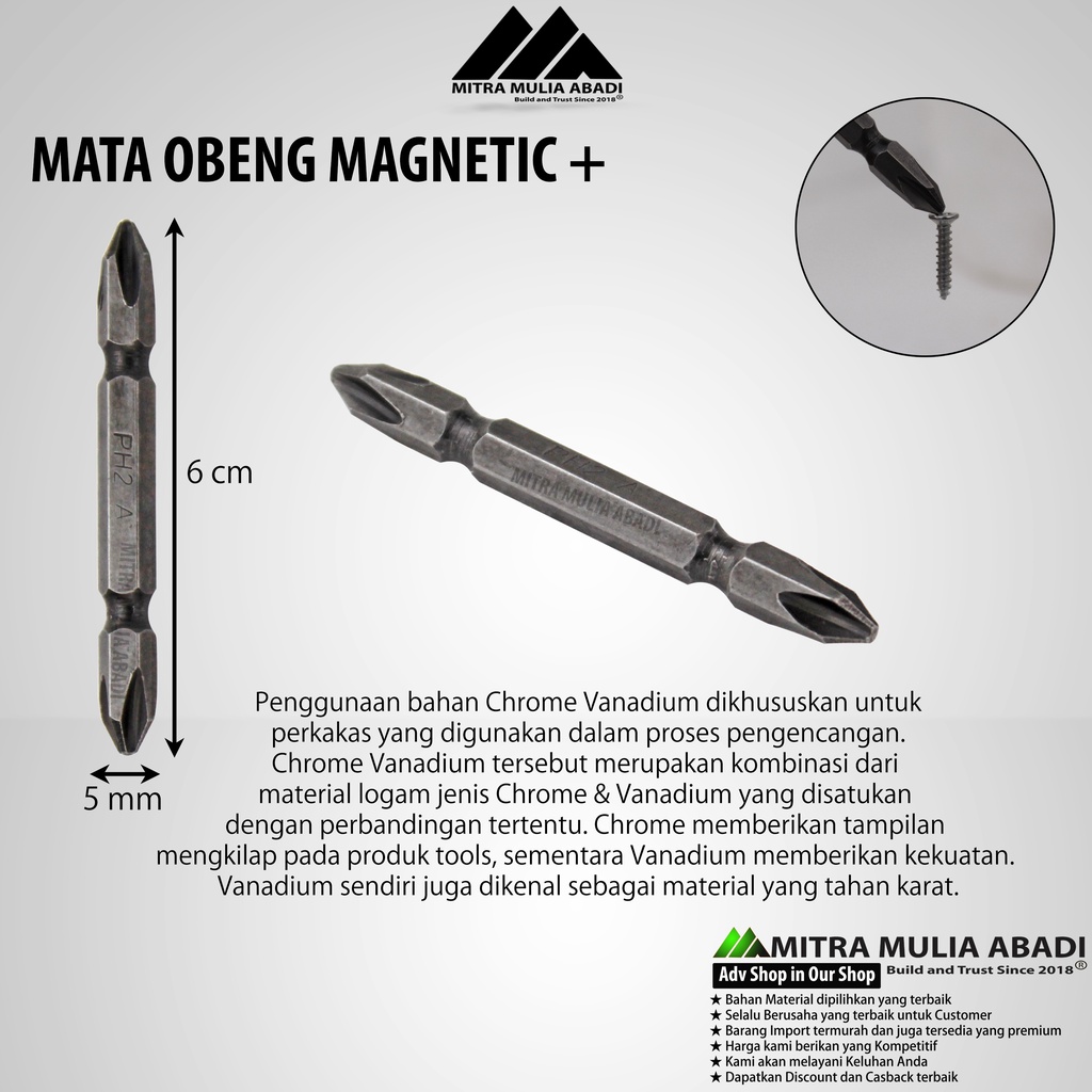 Mata Obeng Plus Magnetic | Magnetic Nut Setters Chronium Vanadium Steel