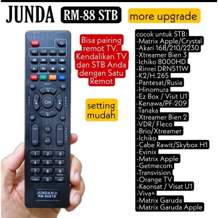 REMOTE UNIVERSAL SET TOP BOX DVB-T2 STB JUNDA RM-88 NEW PAIRING TV