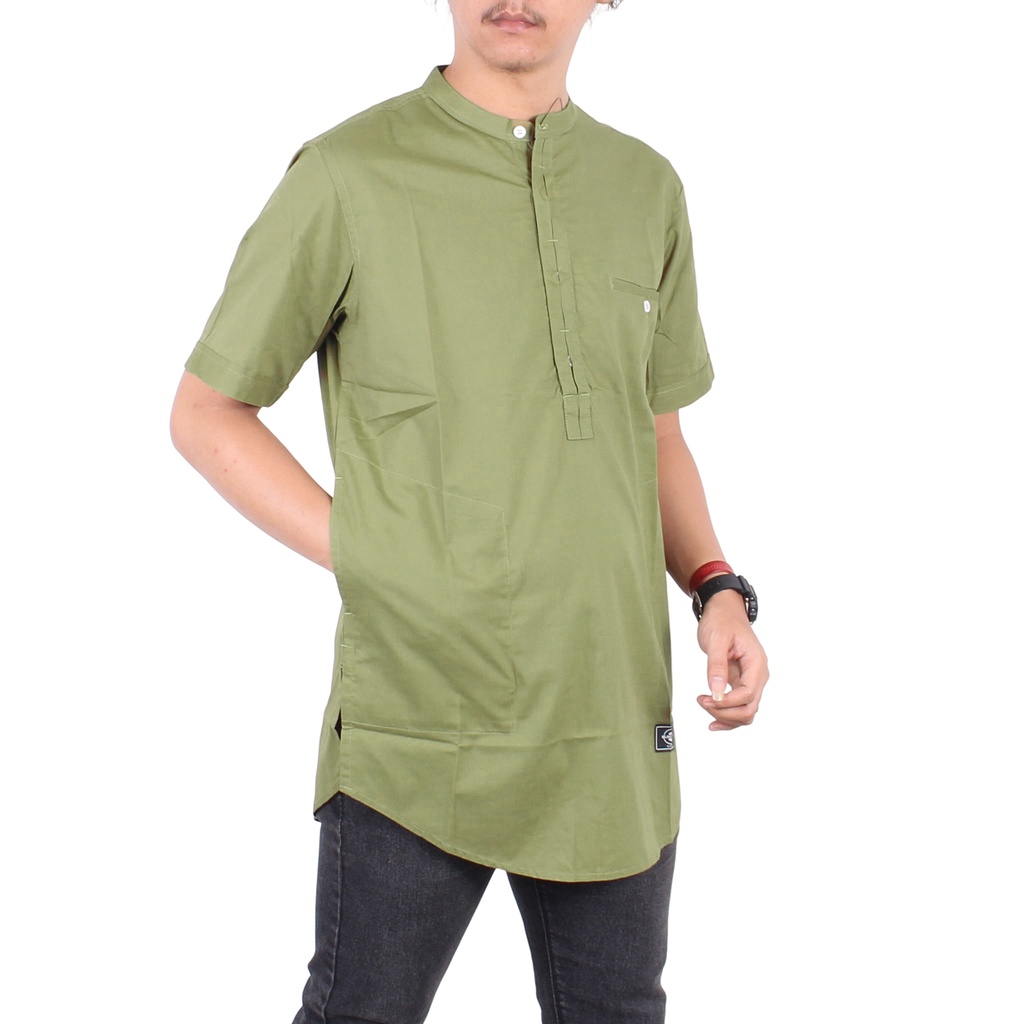 Kent Koko Kurta pria Lengan Pendek Green stone