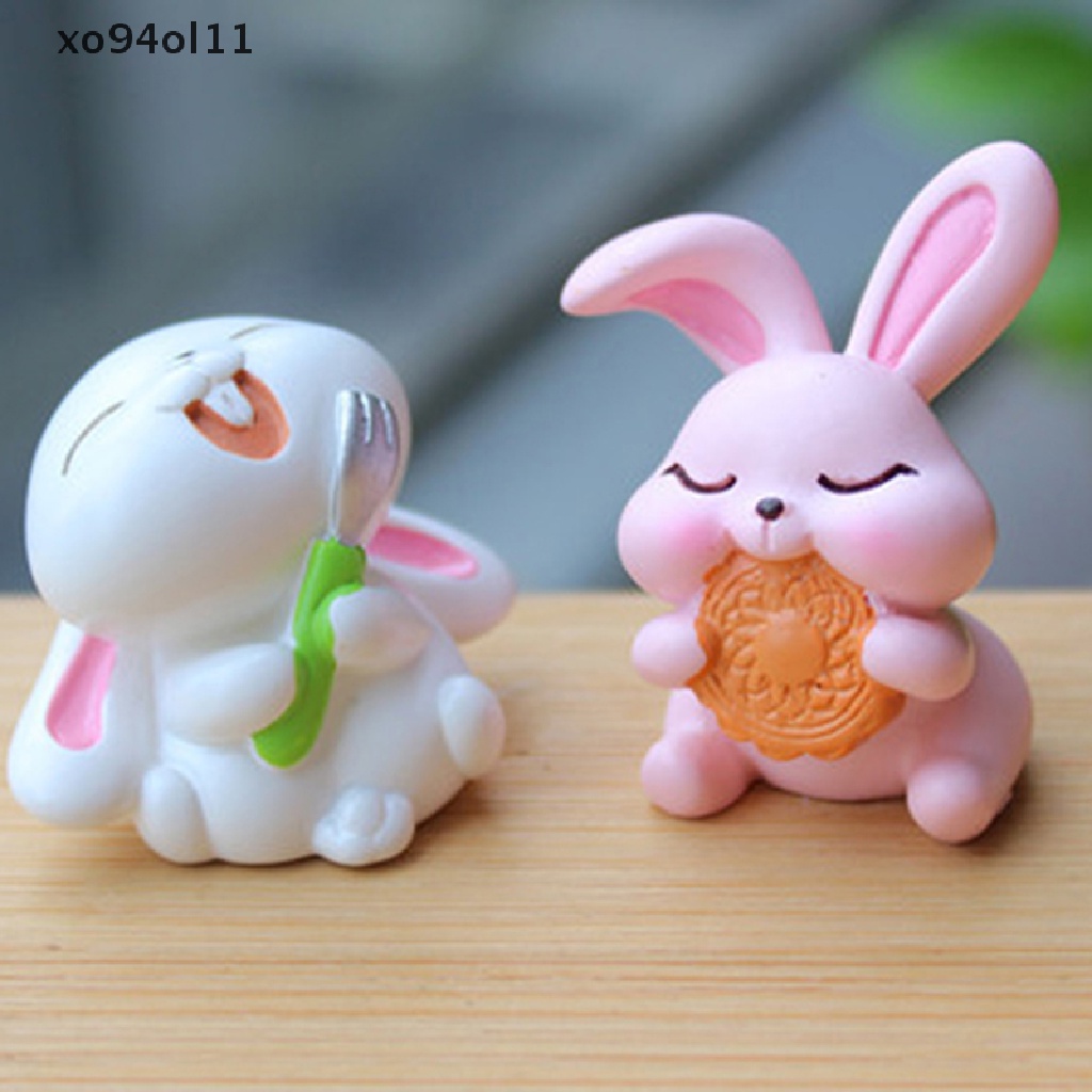 Xo 1Pcs Lucu Miniatur Resin Kelinci Ornamen Dekorasi Meja Kerajinan Aksesoris OL