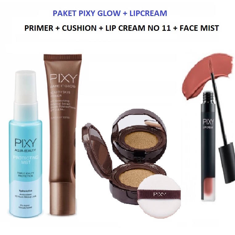 PAKET PIXY GLOW + LIPCREAM NO.11 GAUDY ORANGE