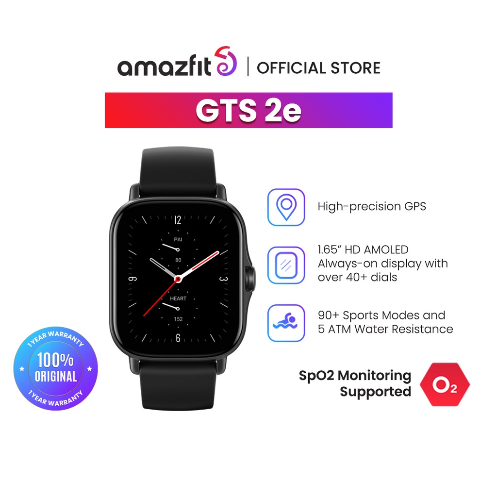 Jual Amazfit GTS 2e Smartwatch 1.65" HD AMOLED Always-On Display, SpO2 ...