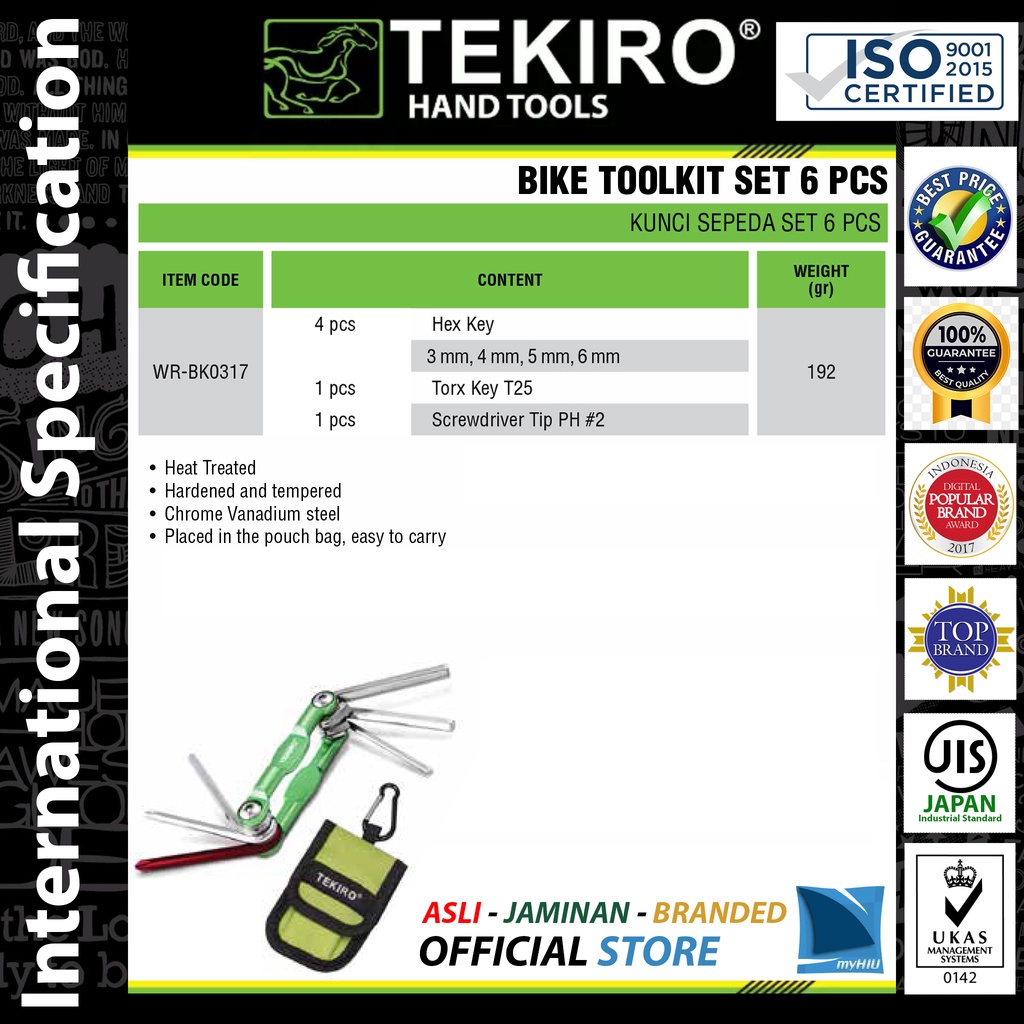 Set Kunci Perbaikan Sepeda Lipat Isi 6 pcs / Folding Bike Repair Toolkit TEKIRO