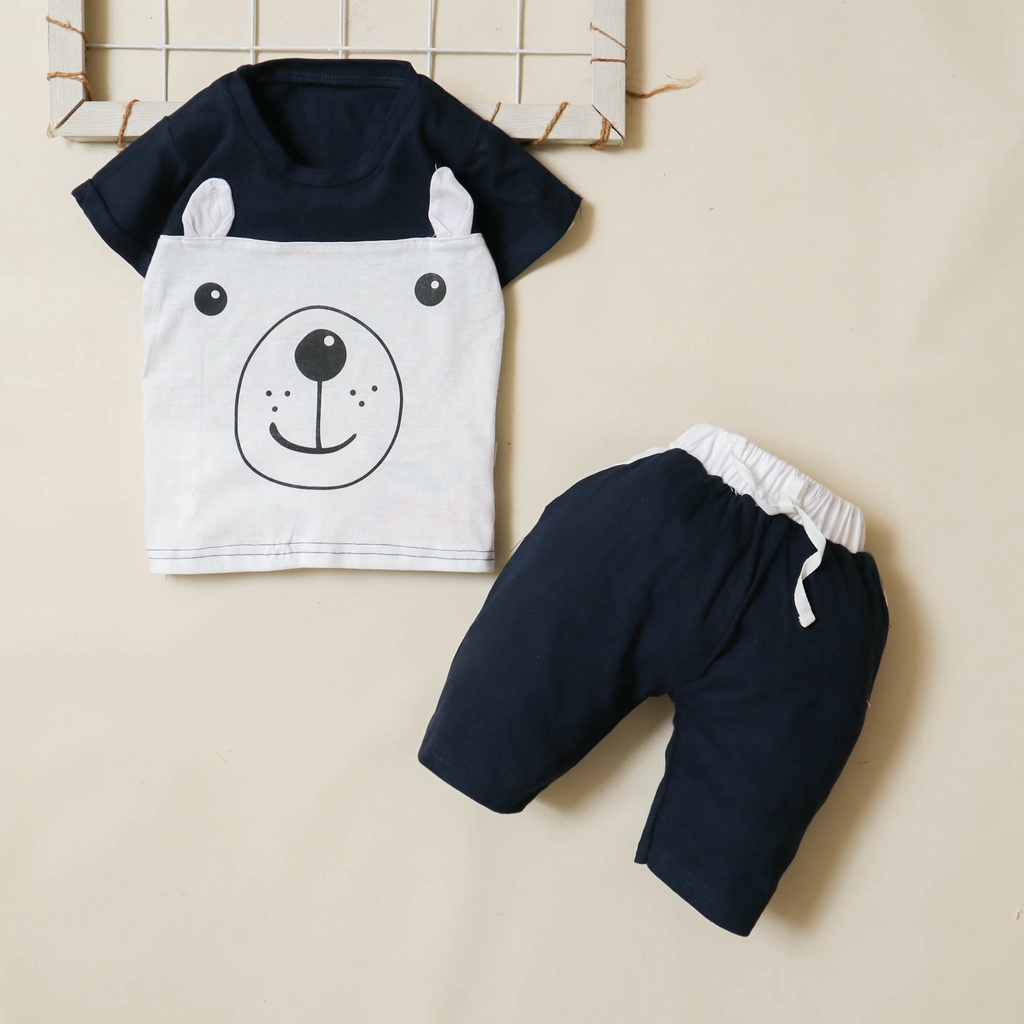 Nuna Store Setelan Baju Celana Anak Bayi Laki-laki Usia 6 bulan - 3 tahun Motif Cute Bear