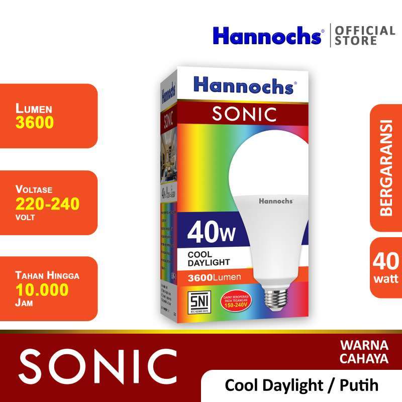 Hannochs Sonic Bohlam Lampu LED 9-12-15-20-25-30-40-50 Watt Cool Daylight Putih