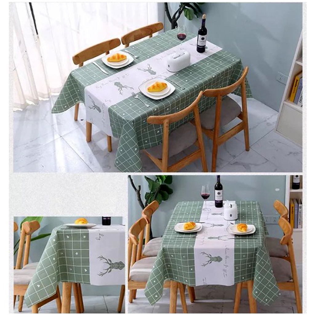 Taplak Meja Makan Estetik Anti Air Alas Meja Ruang Tamu Kotak Persegi Table Cloth Aesthetic Waterproof