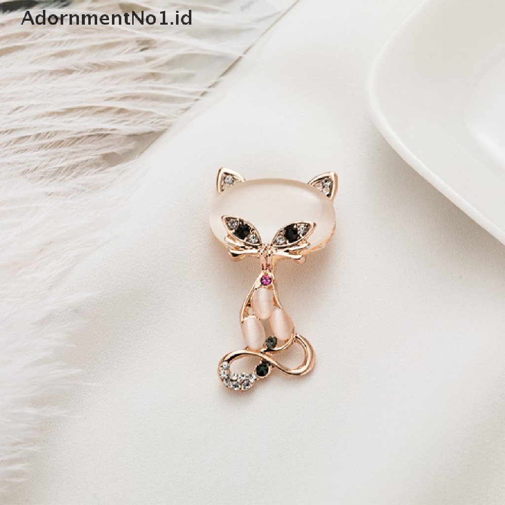 [AdornmentNo1] Vintage Kristal Desain Kucing Bros Fashion Hewan Lucu Berlian Imitasi Opal Bros Wanita Perhiasan Pakaian Pin Aksesoris Hadiah Pesta [ID]