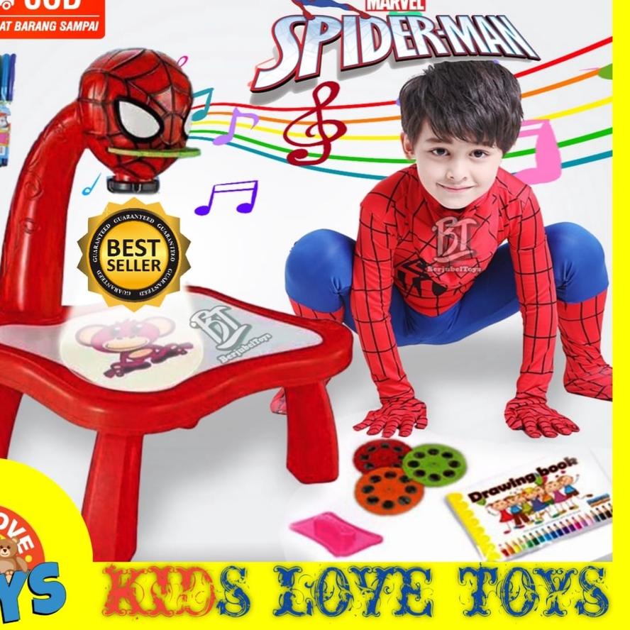 ➴ MAINAN ANAK MEJA BELAJAR GAMBAR ANAK PROYEKTOR SPIDERMAN CAPTAIN & JERAPAH DRAWING / MAINAN ANAK ♔
