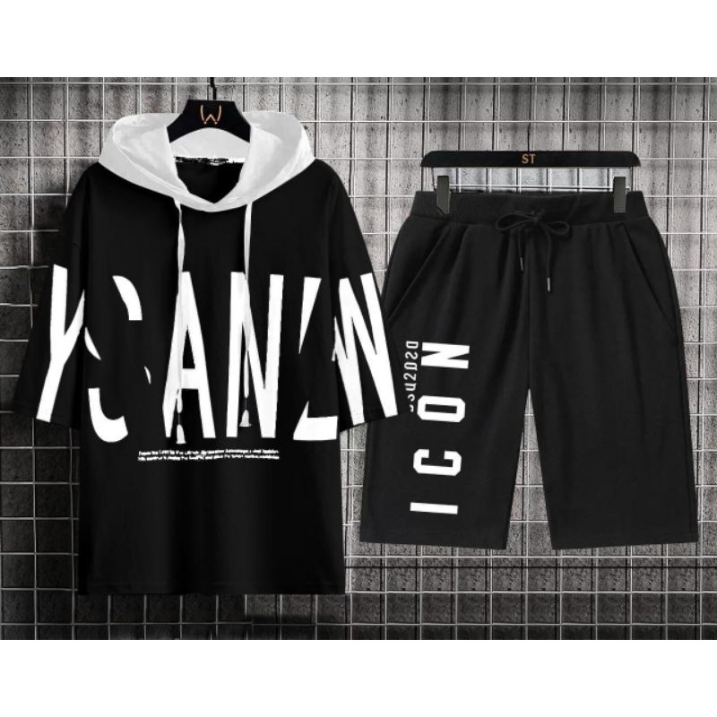 STELAN ( AN ) STELAN DEWASA 1 SET SWEATER HODDIE + CELANA PENDEK KEREN MODEL TERBARU