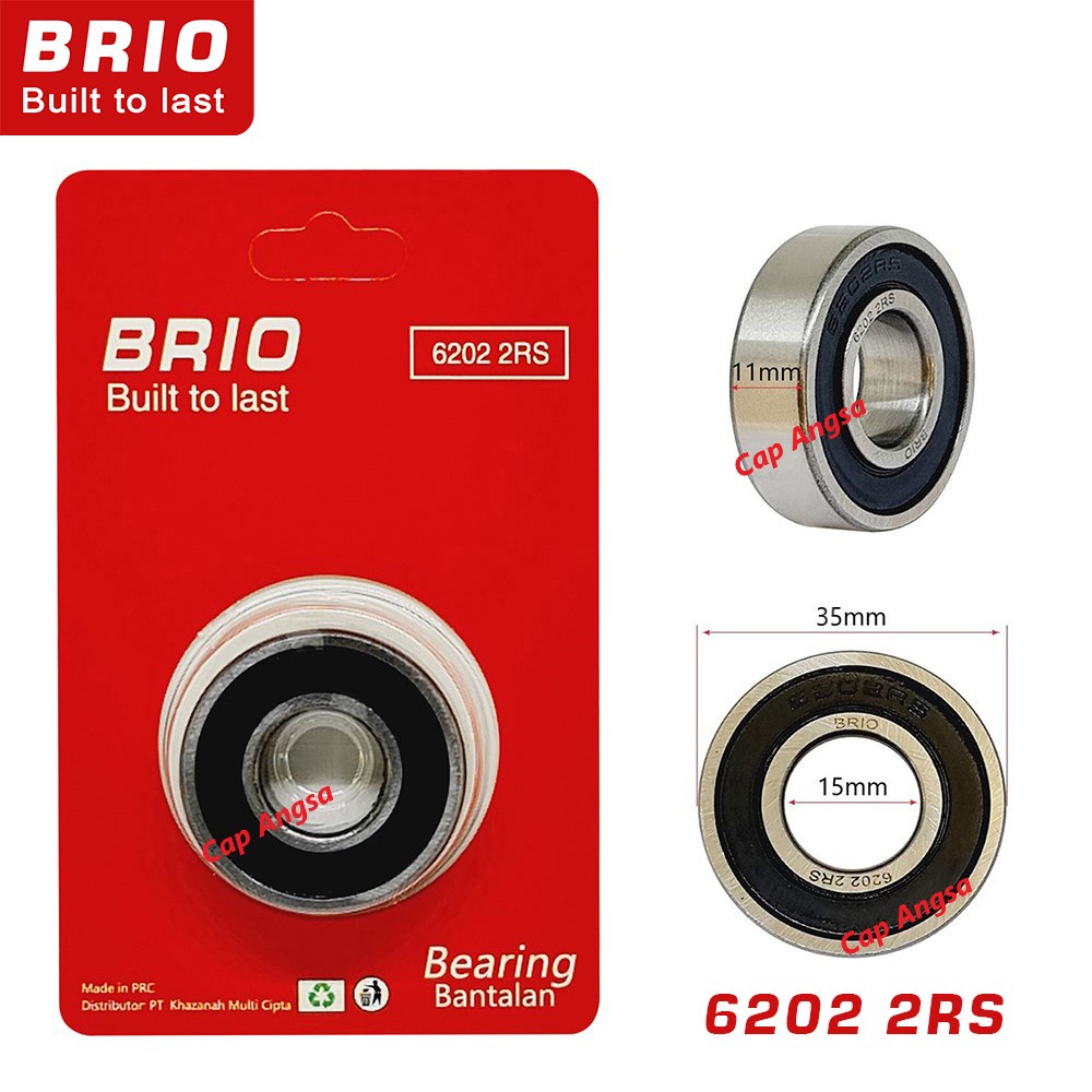 BRIO BEARING 6202 2RS 1pc KLAHER LAHER BERING KLAHAR LAHAR BANTALAN BOLA RODA DEPAN BELAKANG GEAR
