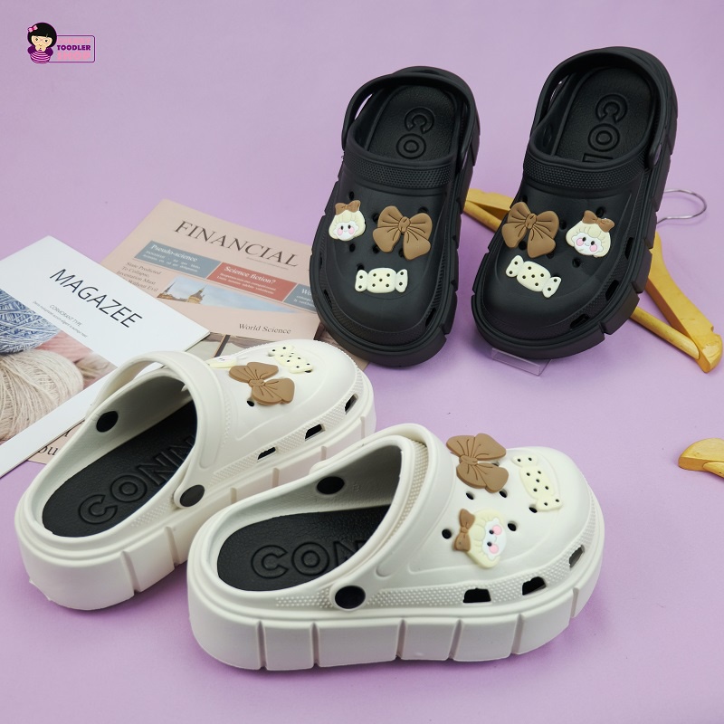 Minipetite SD2215 Sendal baim fuji viral cross wedges Sandal Clog Wanita Korean Import Spons Rubber Tebal Tinggi Karet Ringan Super Empuk Anti Slip Wedges