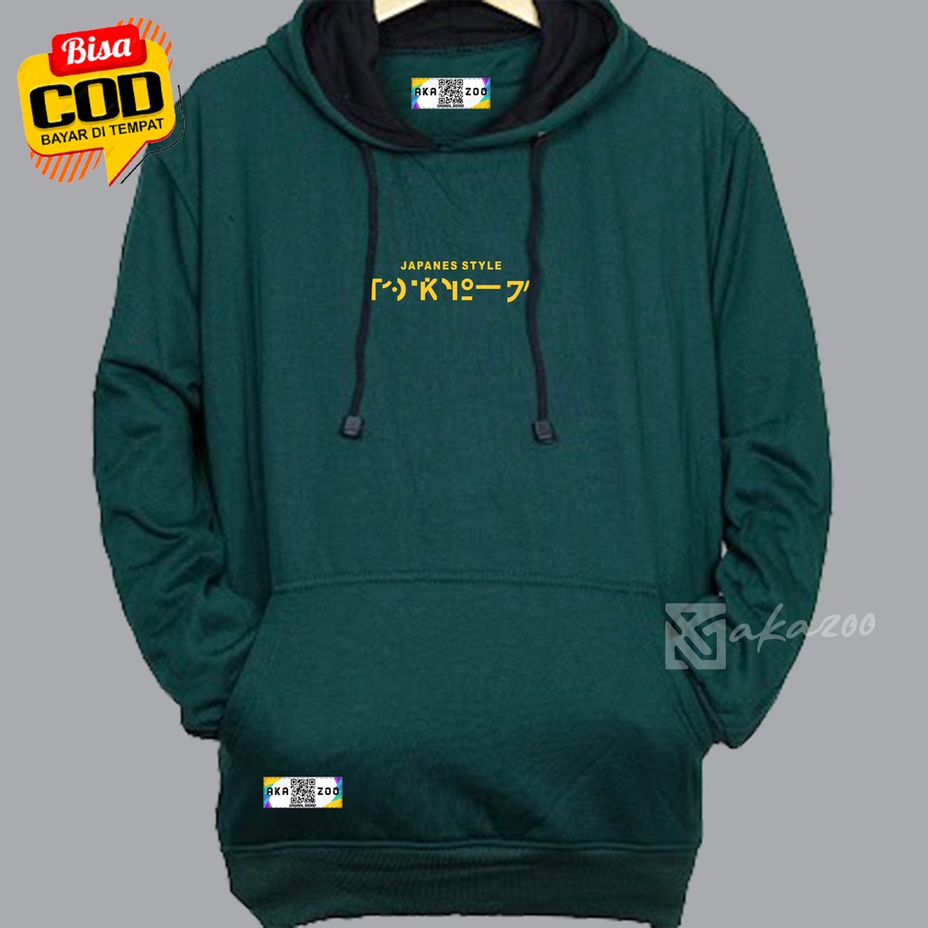 SWITER PRIA DISTRO JPN hijau japanese style hoodie ovesize korean style unisex premium akazo