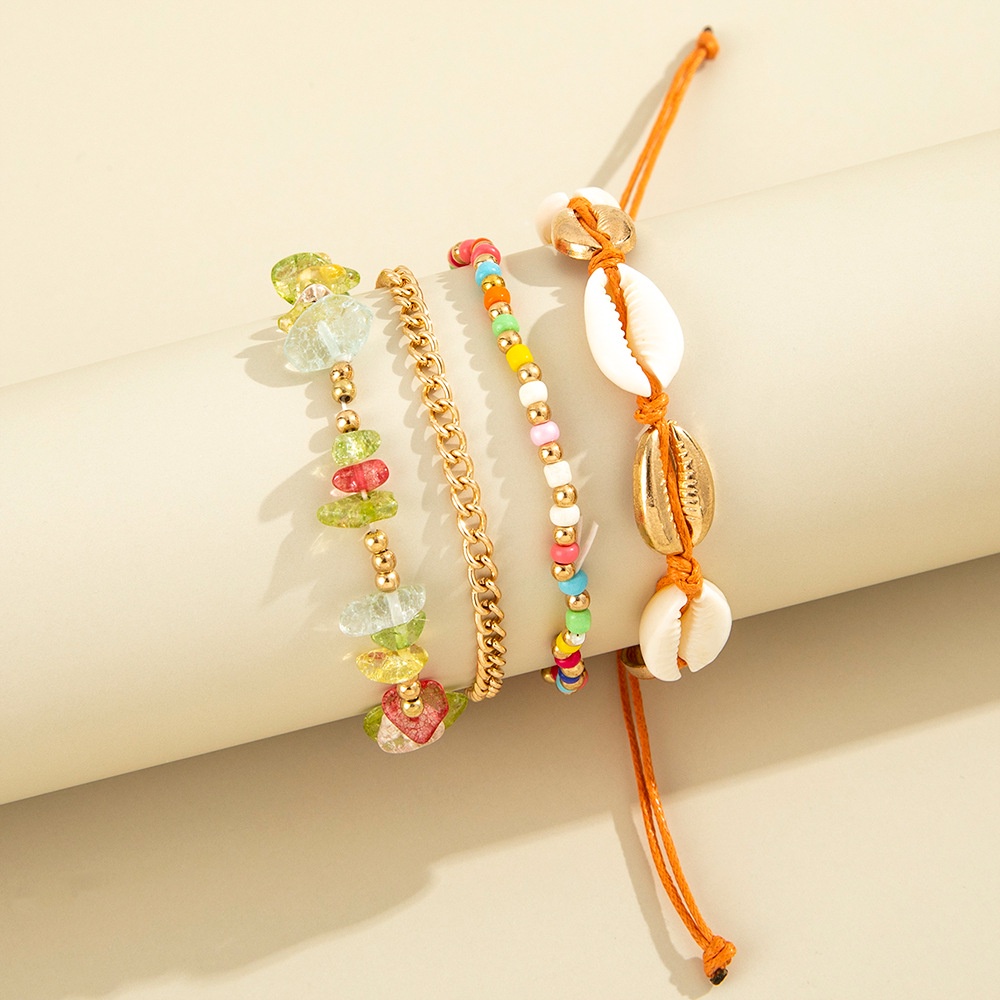 Fashion Gadis Pantai Shell Kecil Segar Setelan Gelang Rantai Paduan