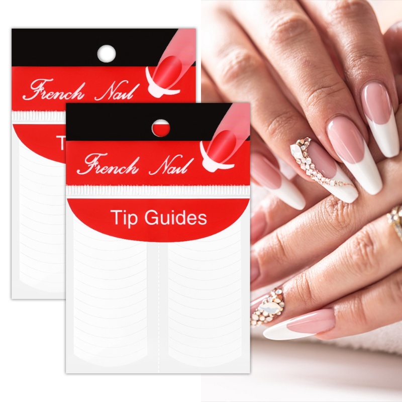 1lembar DIY French Manicure White Guide Stickers Nail Decals/Stiker Kuku Tips Stensil