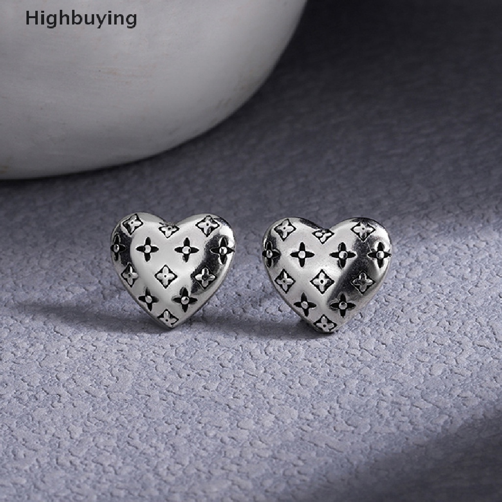 Hbid 1pasang925 Perak Fashion Cinta Hati Anting Bintang Bunga Clover Stud Earrings Vintage Fashion Pribadi Perhiasan Minimalis Halus Glory