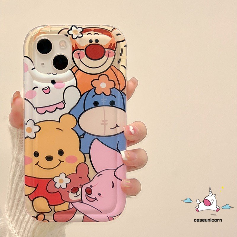 Casing Kompatibel Untuk iPhone 7plus XR 11 14 13 12 Pro MAX 6 6S 7 8 Plus X XS MAX Kartun Lucu Disney Winnie the Pooh Manyo Piglet Tigger Silicon Airbag Shockproof Soft Case Cover