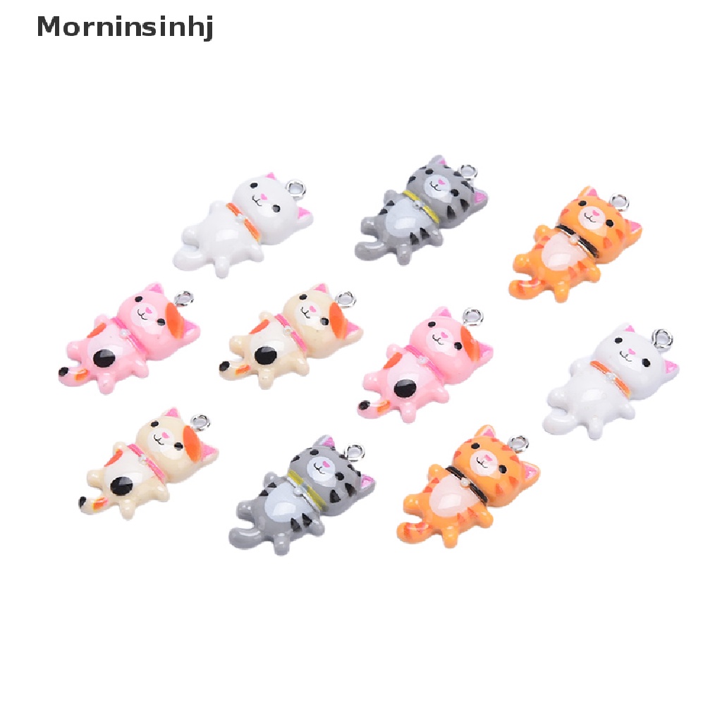 Mornin 10Pcs Resin Kucing Hewan Lucu Ch Liontin DIY Membuat Anting Perhiasan Craft id